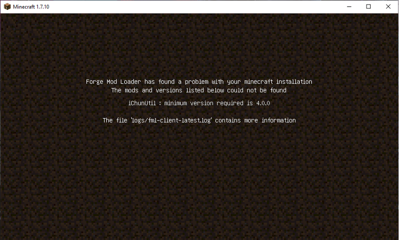 Ошибка майнкрафт 1.7.10