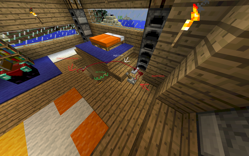 Как сделать выдвижную лестницу в майнкрафт