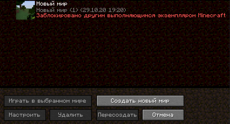 Проблема с миром в майнкрафте