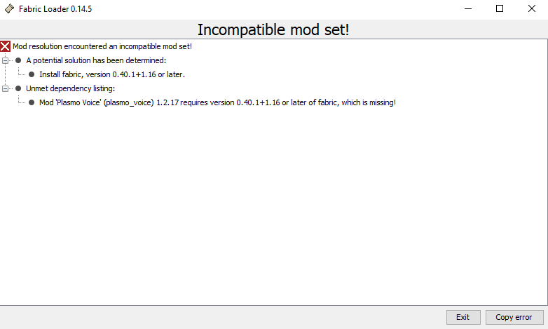 Не получается скачать Plasmo Voice для minecraft 1.16.5 fabric