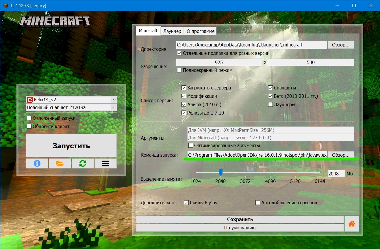 Проблема со снапшотам minecraft 1.17