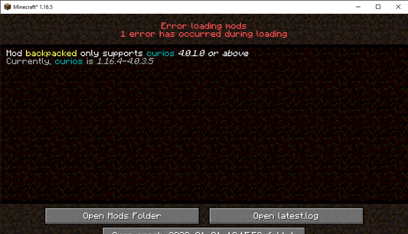 Майнкрафт error loading