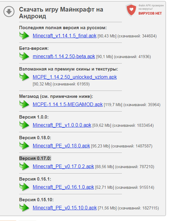 Какую версию лучше скачать Майнкрафт
