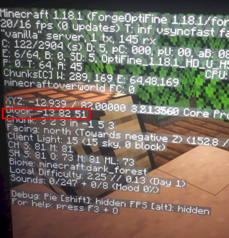 Не вижу координаты minecraft